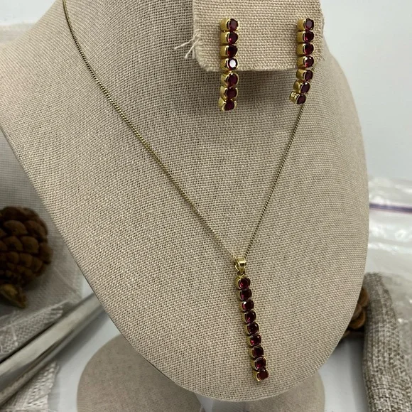 Vintage Technibond Classic 18K Gold Bonded 925 Necklace & Earring Set - Picture 9 of 17